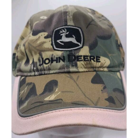 John Deere Season Womens Farmer Hat Camo Green Pink Edge Snap Back EUC‎ - Picture 5 of 11
